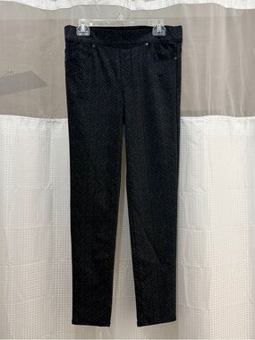 Gloria Vanderbilt Amanda Women's Black Faded Chevron Pull On Slim Pants Size 10